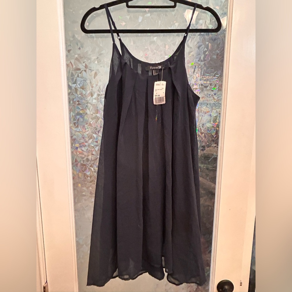Forever 21 Black Pleated Mini Sundress B3